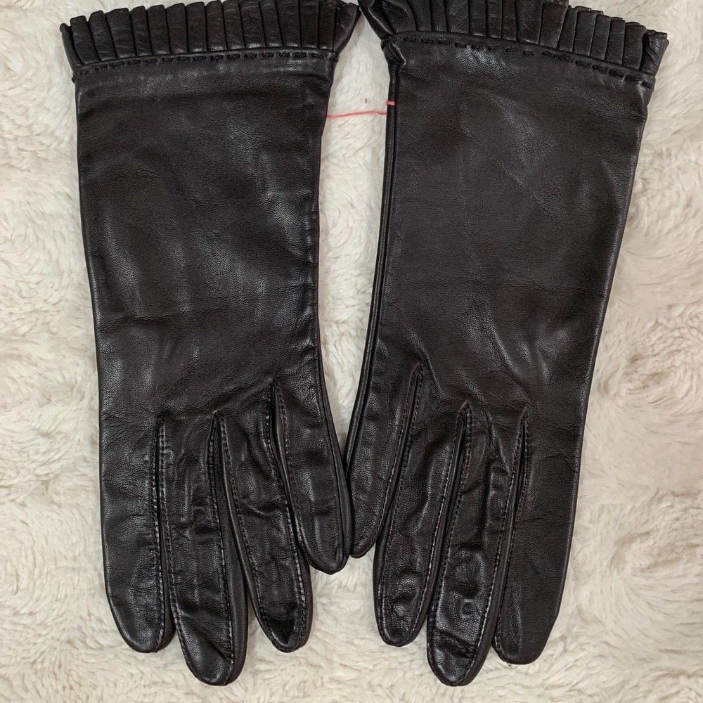 Vintage Aris Brown Leather Gloves Size 7 1/2 - Picture 4 of 5